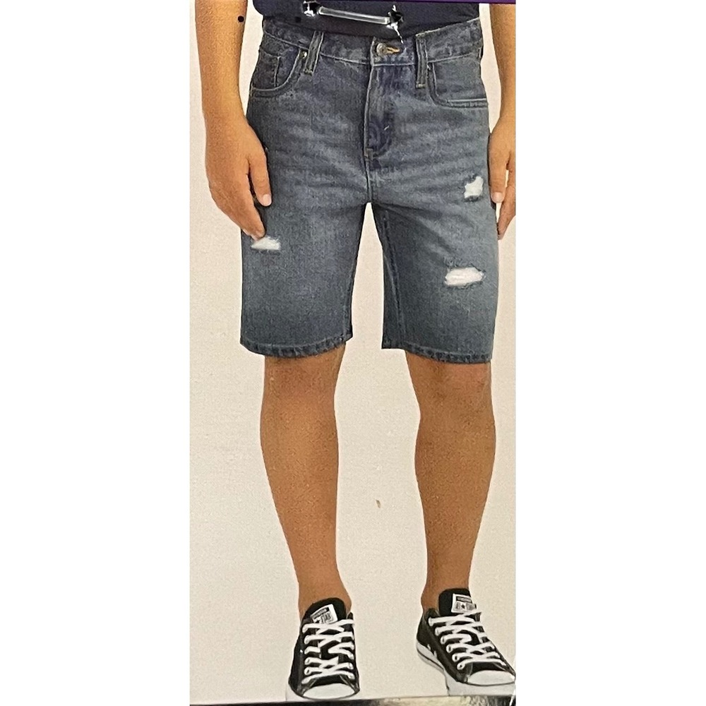 Levi 511 Slim Boys Denim Shorts Partner In Crime Blue Distressed Size 10 Reg 25